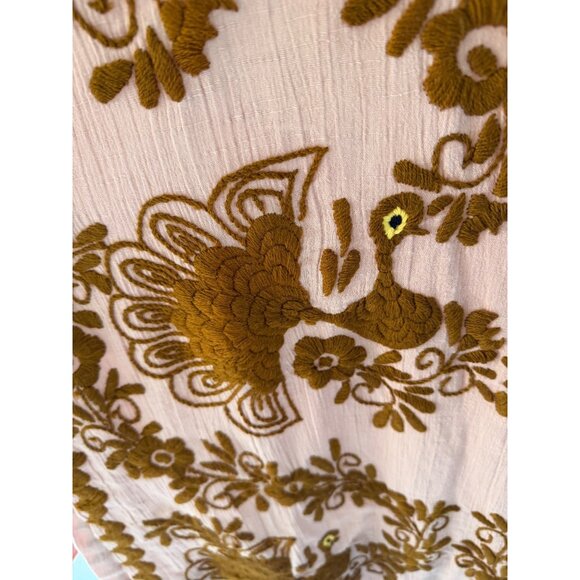 Arte Mexicano Womens Caftan Size M Pink Cotton Hand Embroidered Vintage Rare - Picture 16 of 16